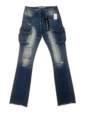 Sz 34 kilogram Men's Dark Blue Cargo Slim Jeans - Classic Denim